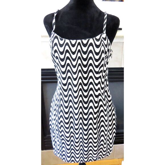 H&M Dresses & Skirts - H&M Divided Women's Retro Trippy Denim Striped Mini Dress Black White 8 EUC